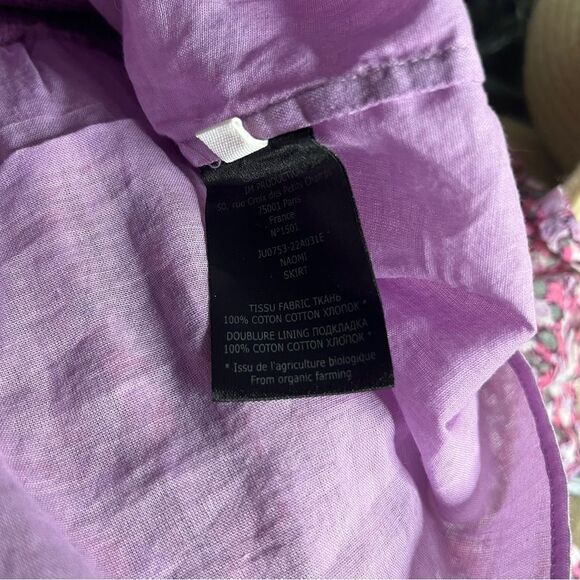 ISABEL MARANT ETOILE Pink Floral Skirt Naomi Smocked Tiered Cotton Size 38 NWT - Picture 7 of 9